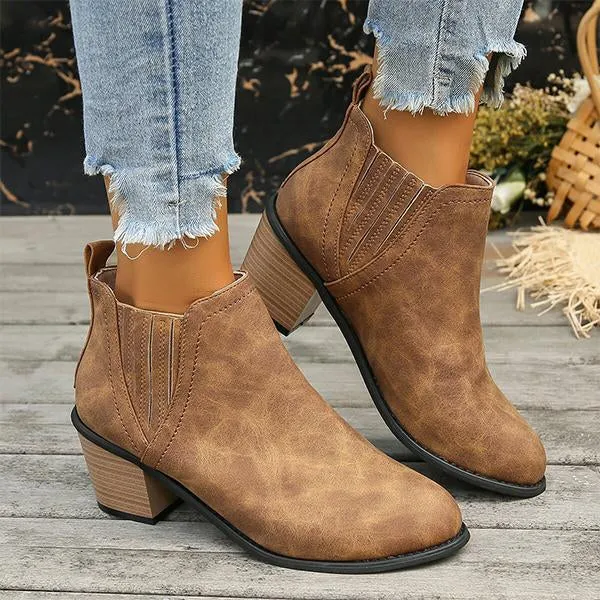 Women's Casual Retro Block Heel Ankle Boots 21222465S