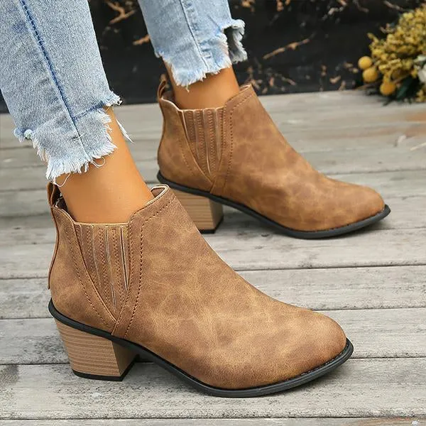 Women's Casual Retro Block Heel Ankle Boots 21222465S