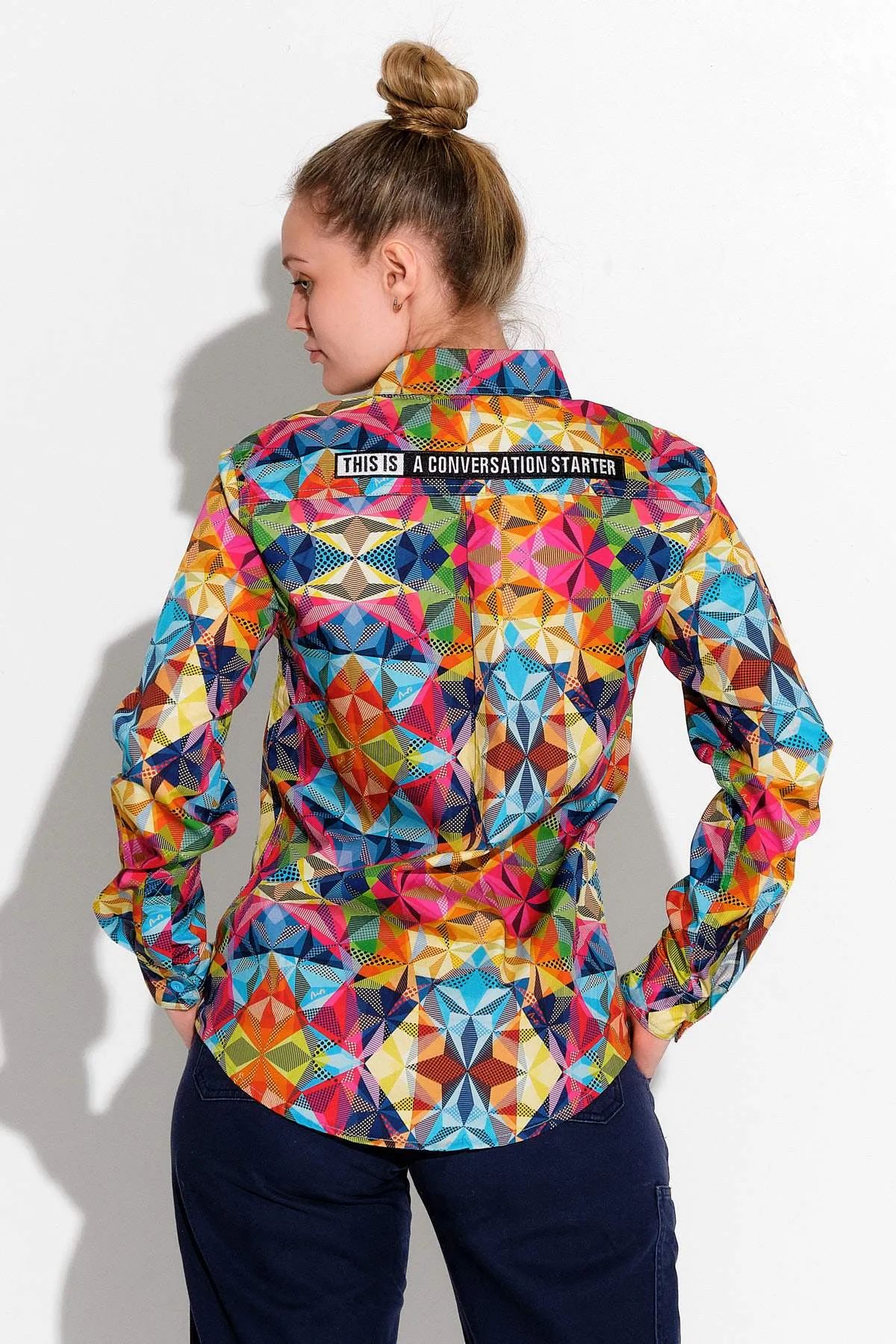 Women's Fractal Full Button Long Sleeve Workshirt