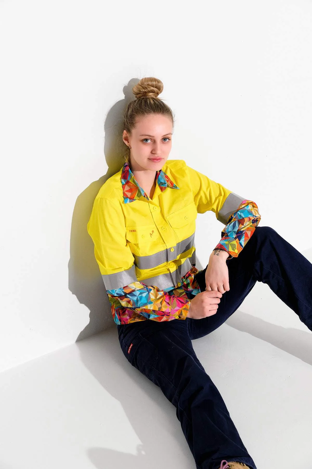 Women's Fractal Yellow Day/Night Hi Vis Workshirt