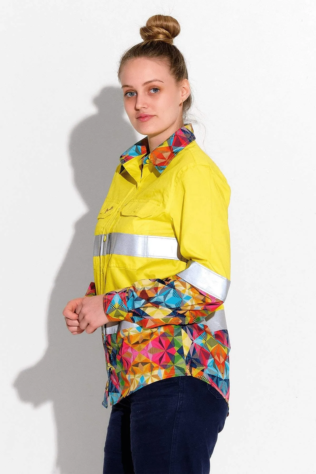 Women's Fractal Yellow Day/Night Hi Vis Workshirt