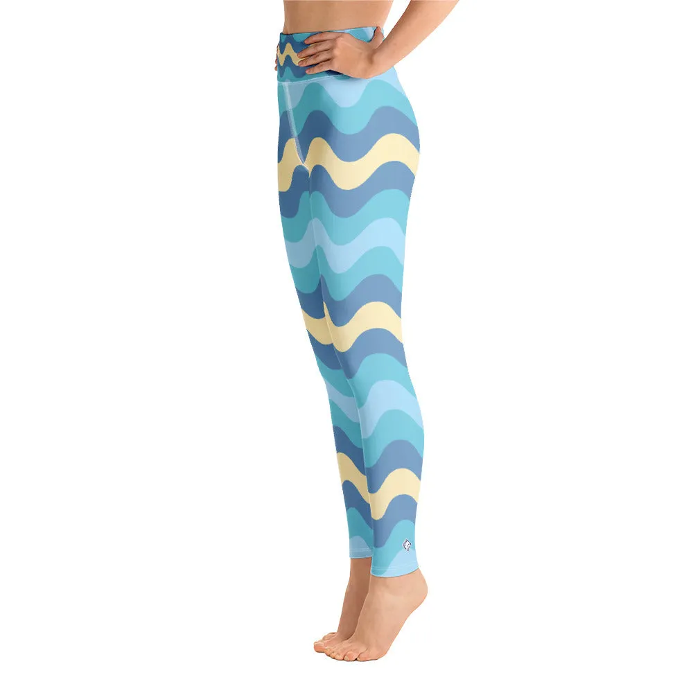 Women's High Waist Ripple Jersey Shore Leggings Tights