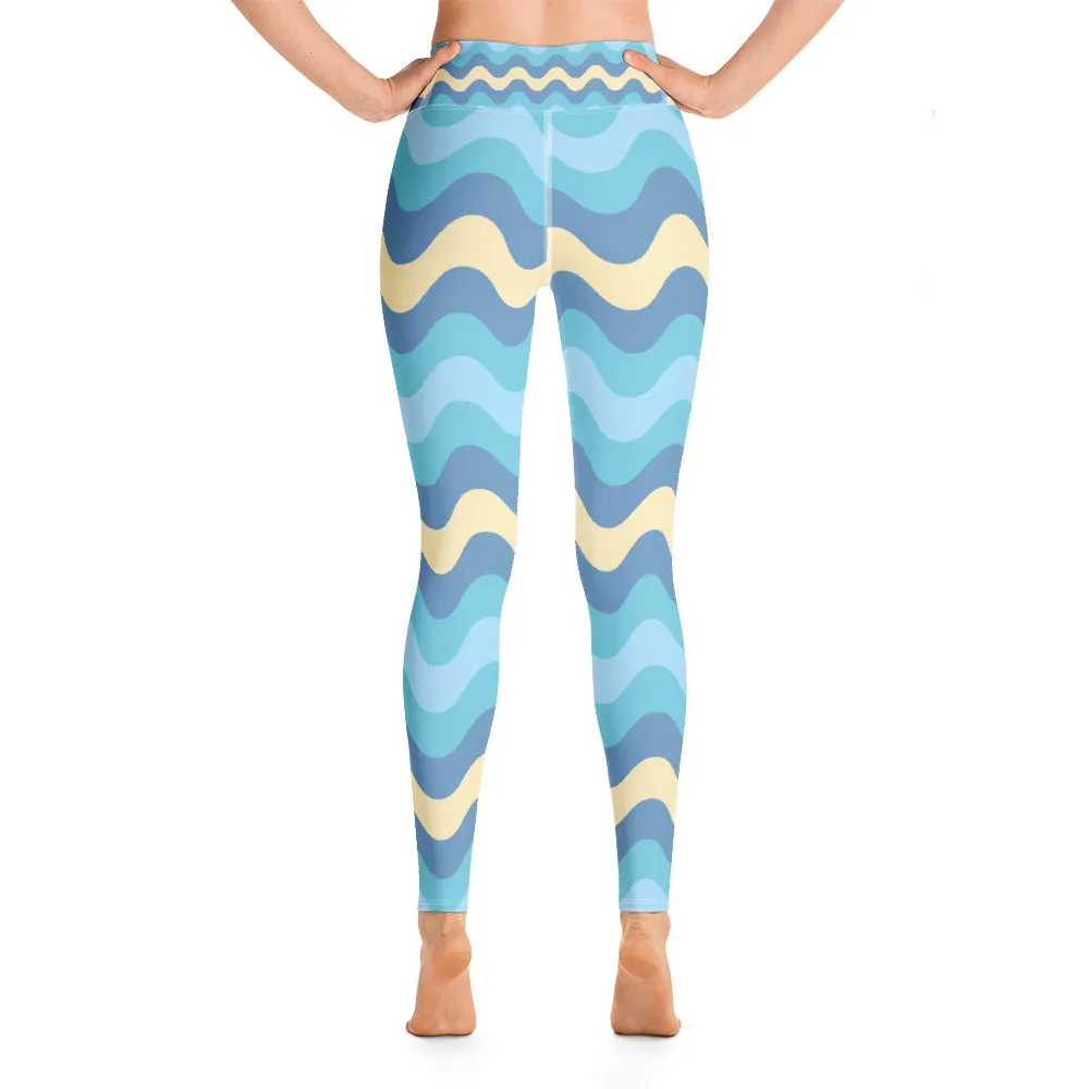 Women's High Waist Ripple Jersey Shore Leggings Tights