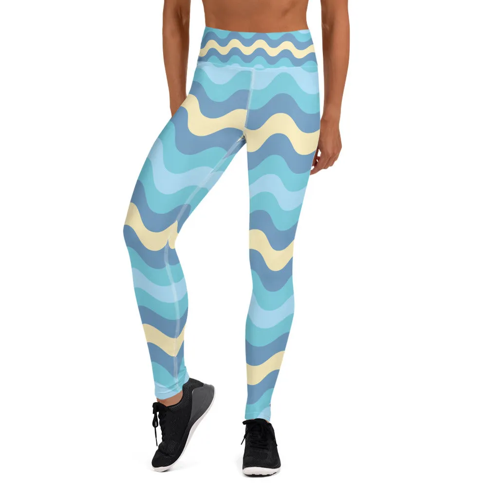 Women's High Waist Ripple Jersey Shore Leggings Tights