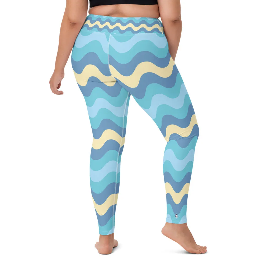 Women's High Waist Ripple Jersey Shore Leggings Tights