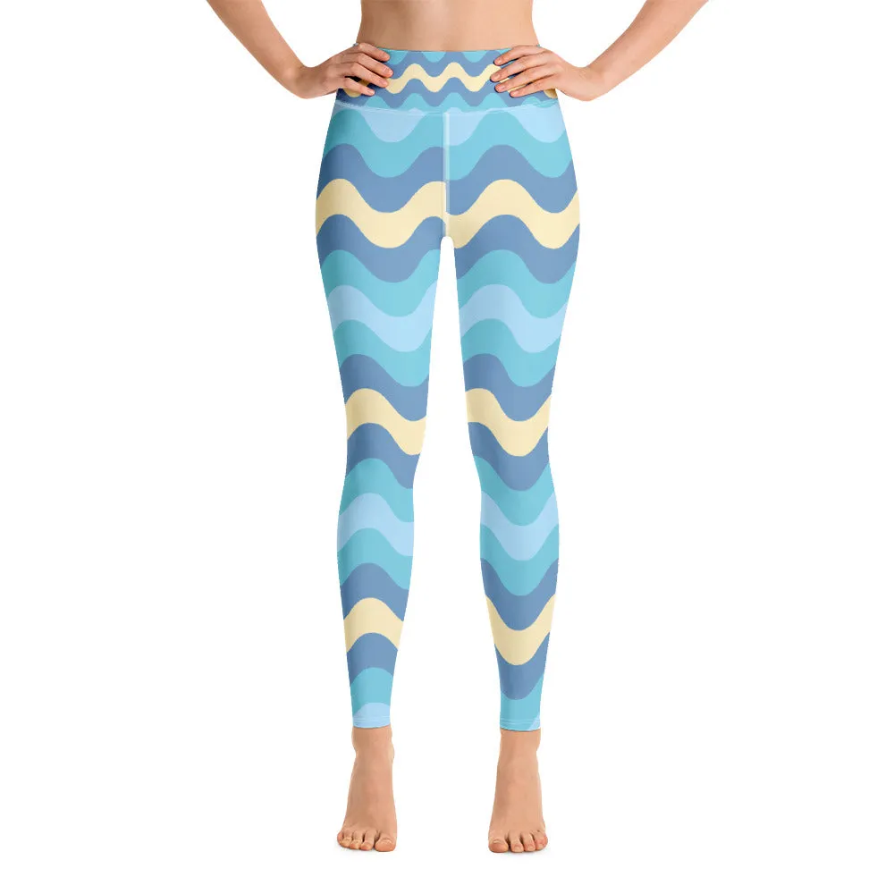 Women's High Waist Ripple Jersey Shore Leggings Tights