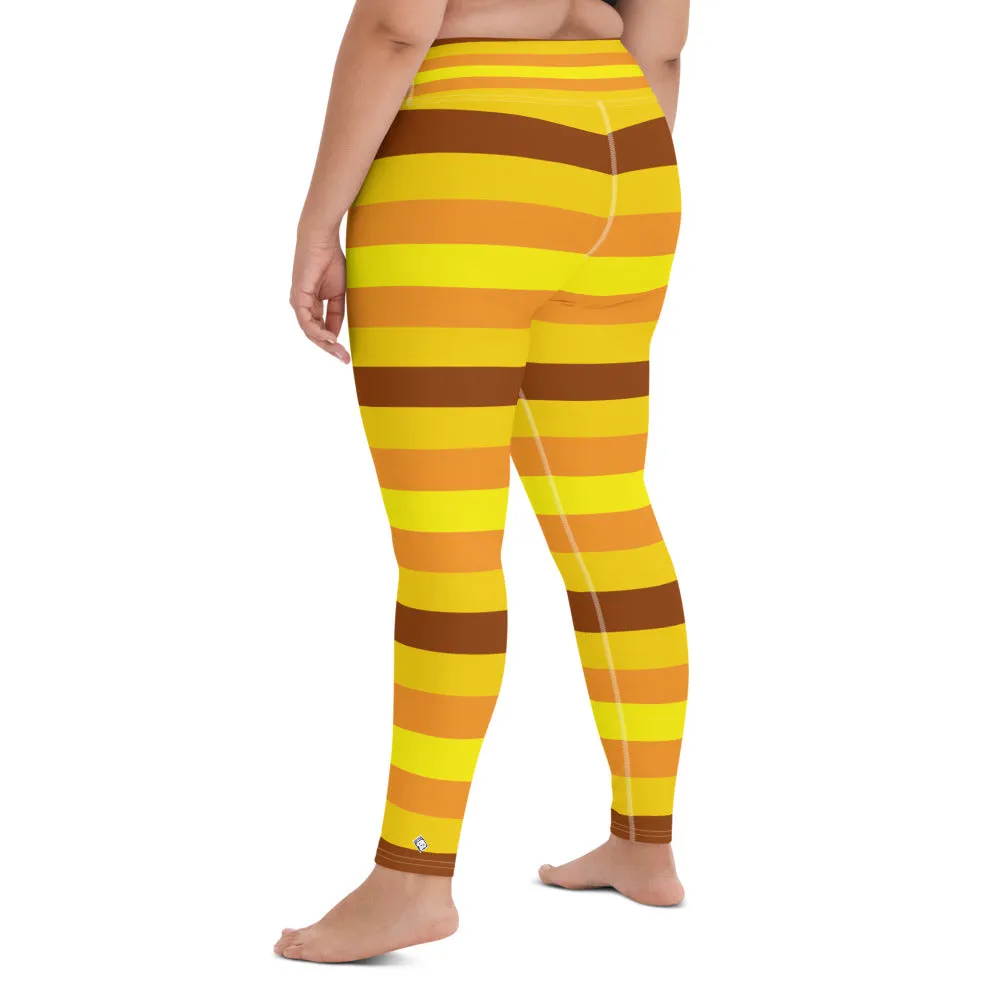 Women's High Waist Striped Honey Comb Leggings Tights