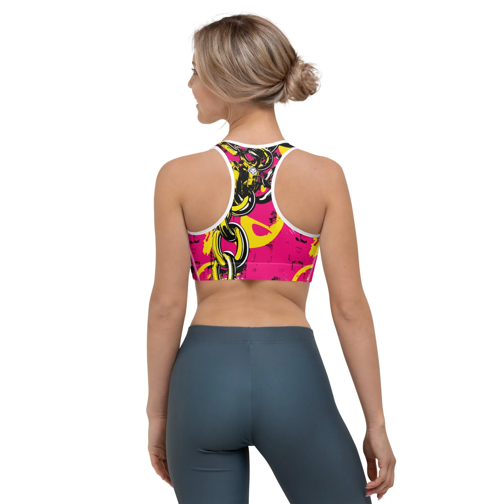 Women's Mile After Mile - Golden Chains 001 Racer Back Sports Bra