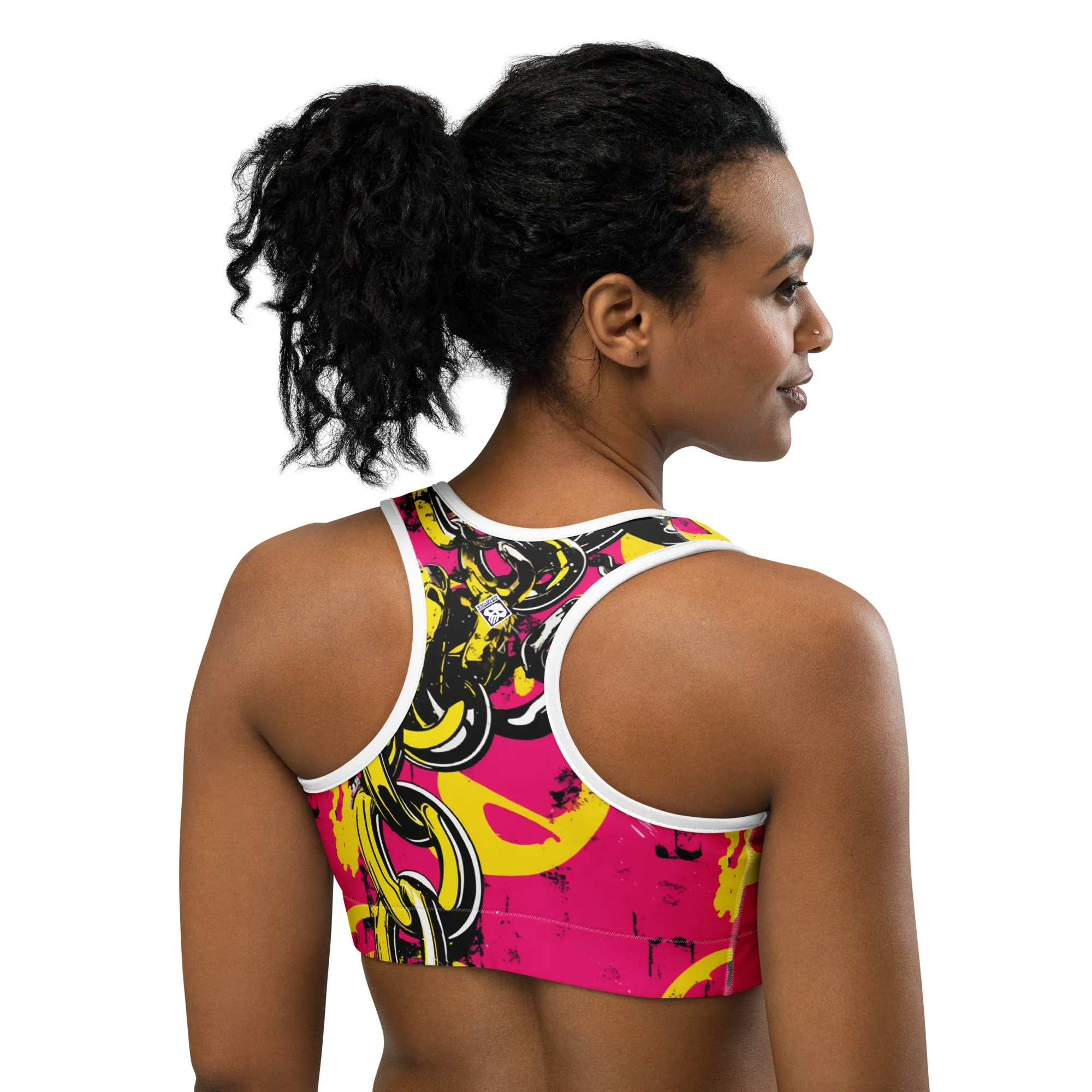 Women's Mile After Mile - Golden Chains 001 Racer Back Sports Bra