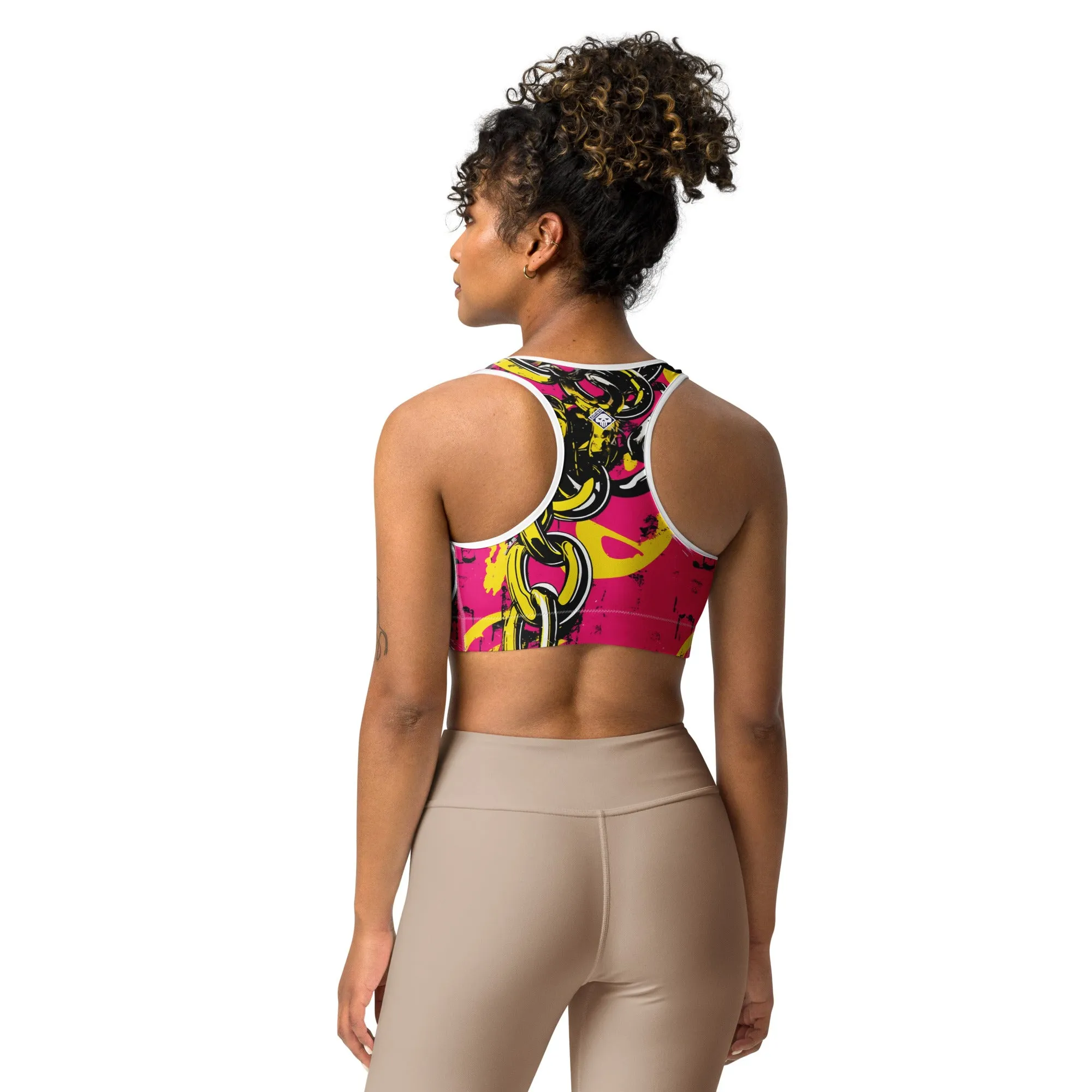 Women's Mile After Mile - Golden Chains 001 Racer Back Sports Bra