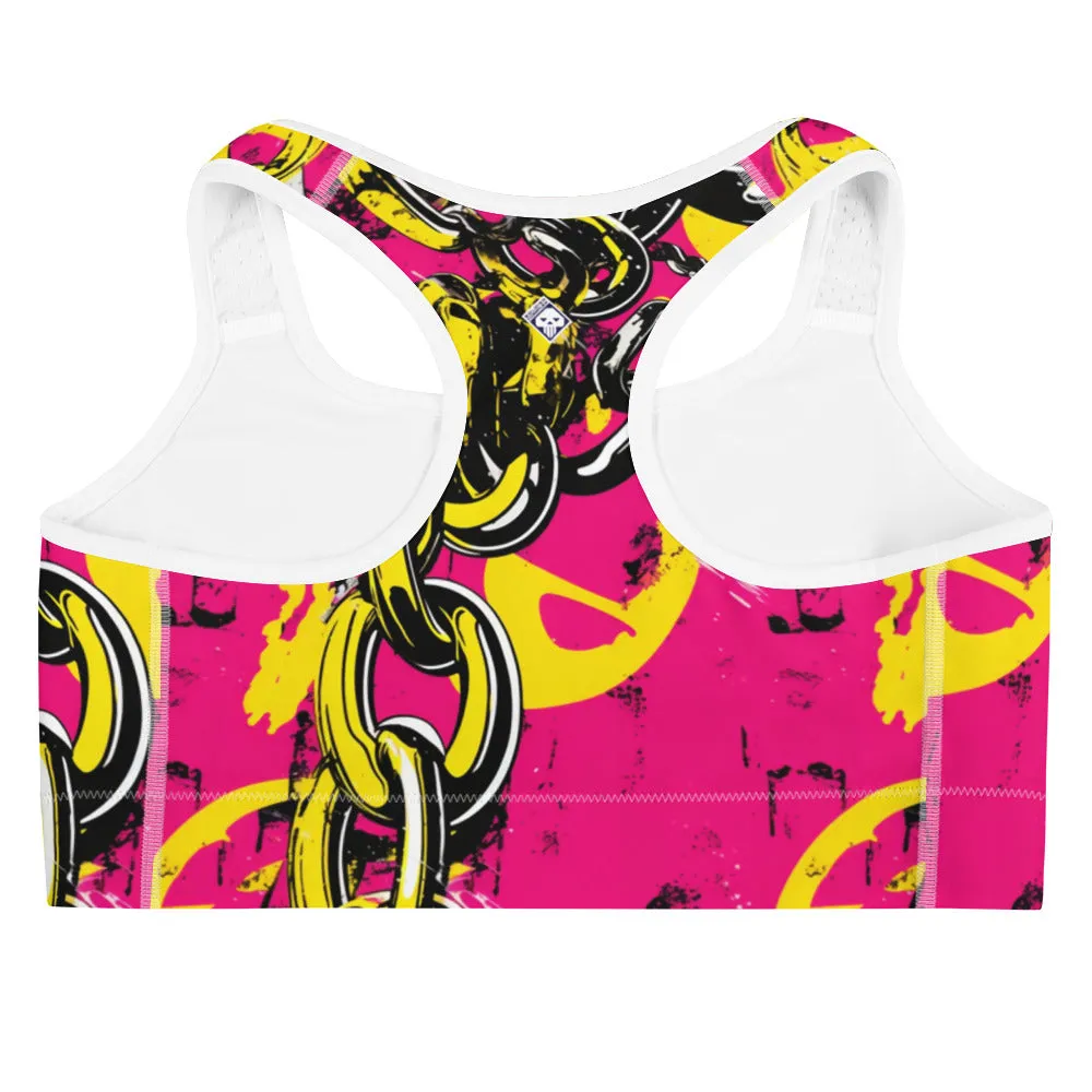 Women's Mile After Mile - Golden Chains 001 Racer Back Sports Bra