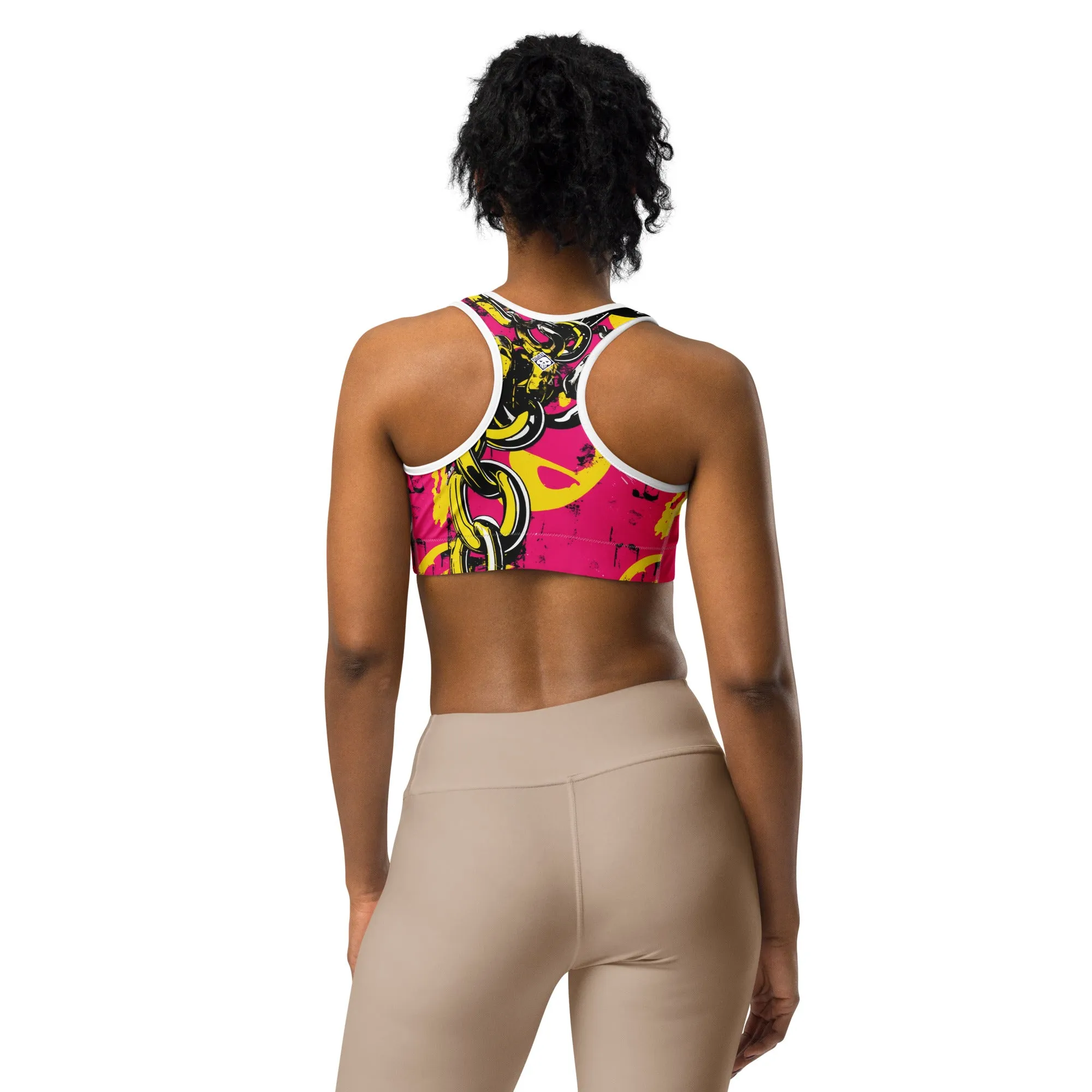 Women's Mile After Mile - Golden Chains 001 Racer Back Sports Bra