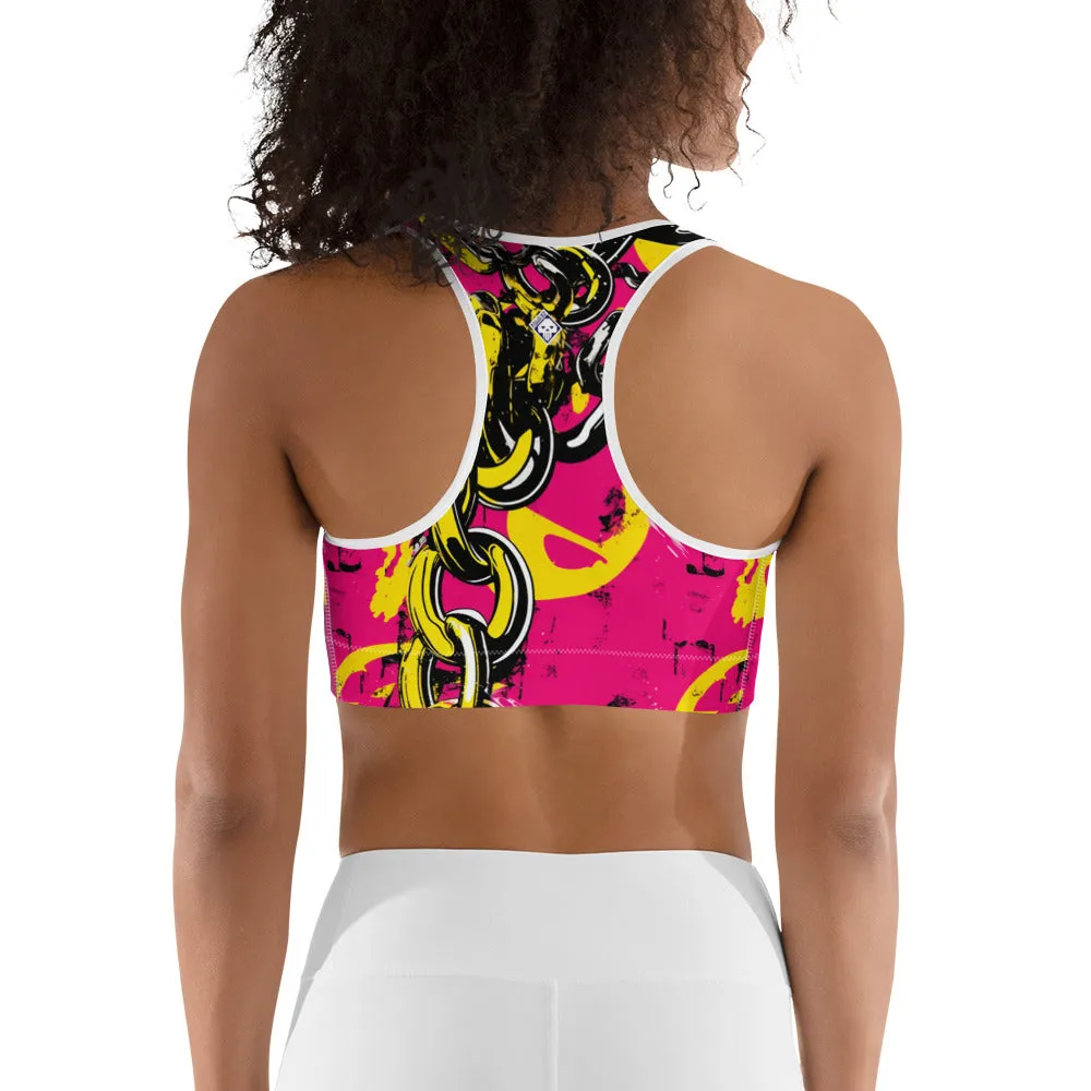 Women's Mile After Mile - Golden Chains 001 Racer Back Sports Bra