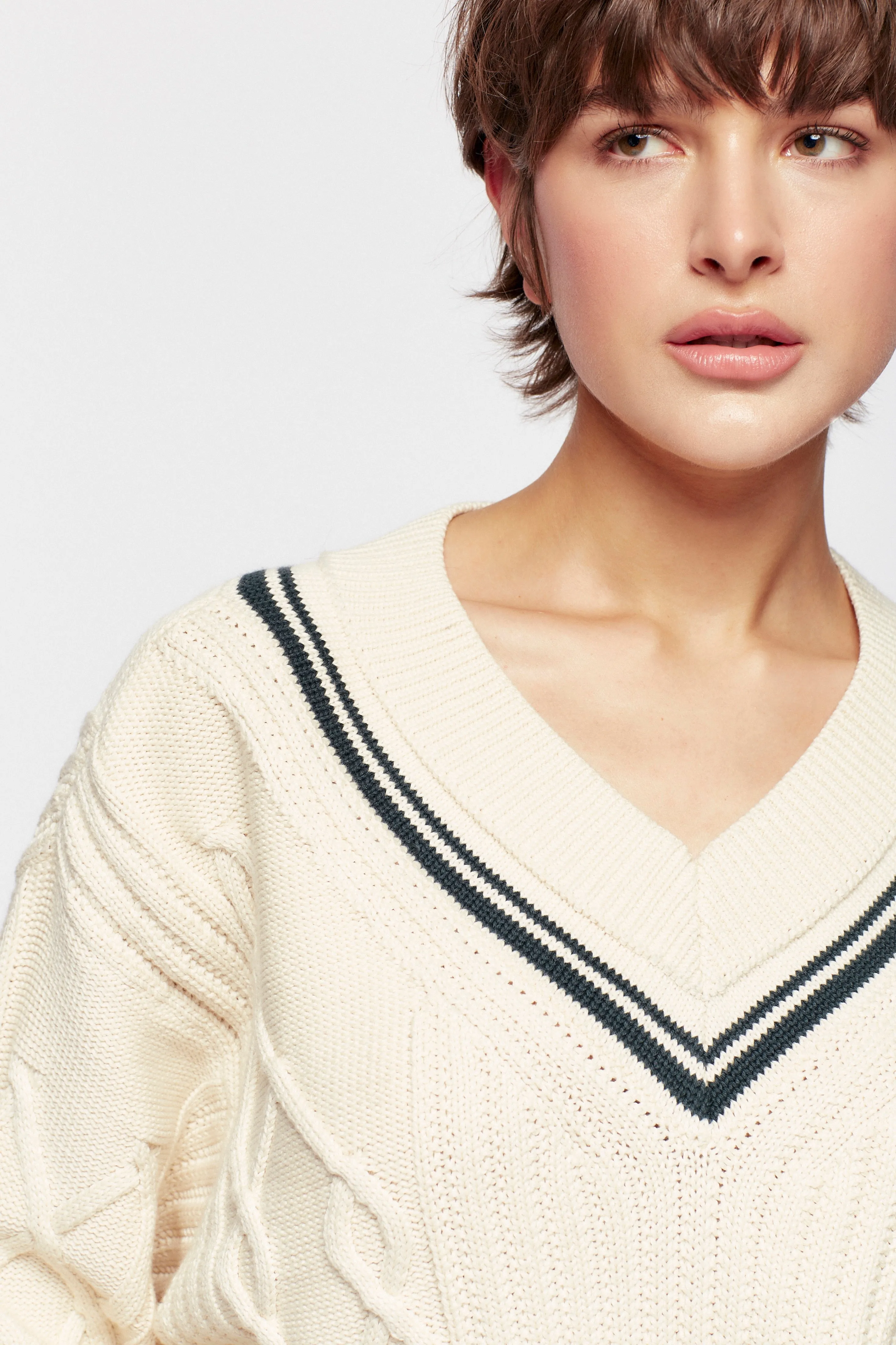 Women's Nyala Sweater in Natural/Racing Green