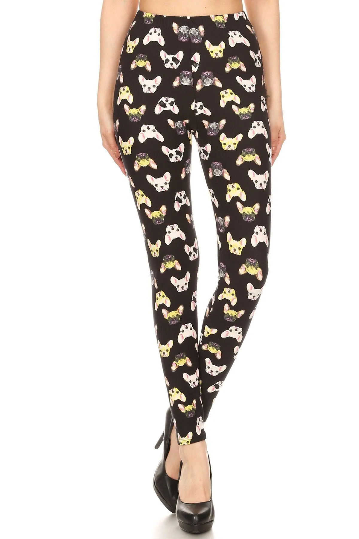 Women's Plus French Bulldog Animal Pattern Printed Leggings