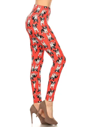 Women's Plus French Bulldog Wearing Glasses Pattern Printed Leggings