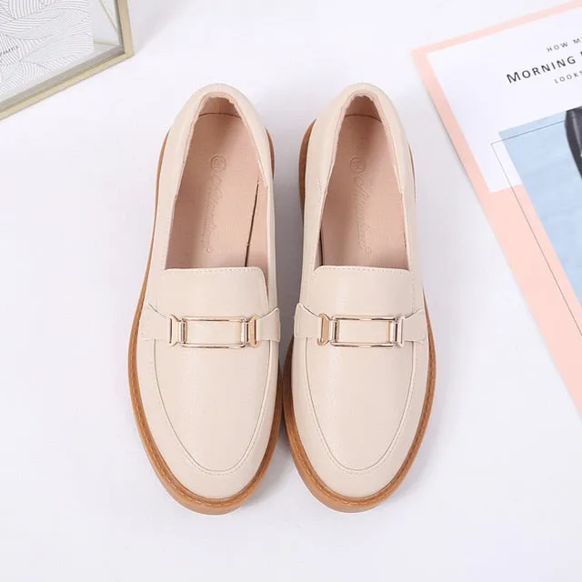 women's retro leather loaferflate shoes