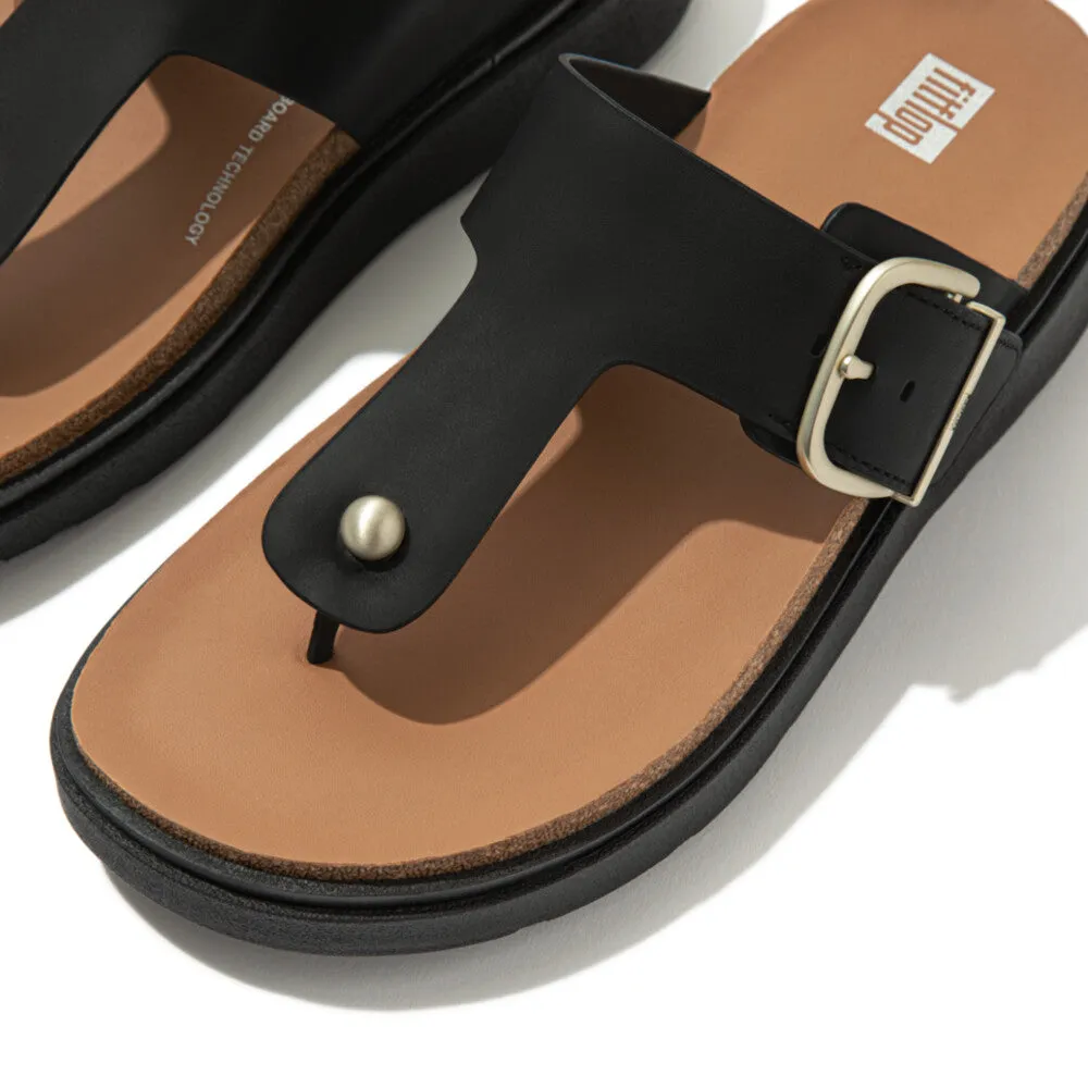 รองเท้าแตะแบบหูหนีบ ผู้หญิง รุ่น GEN-FF BUCKLE LEATHER TOE-POST SANDALS