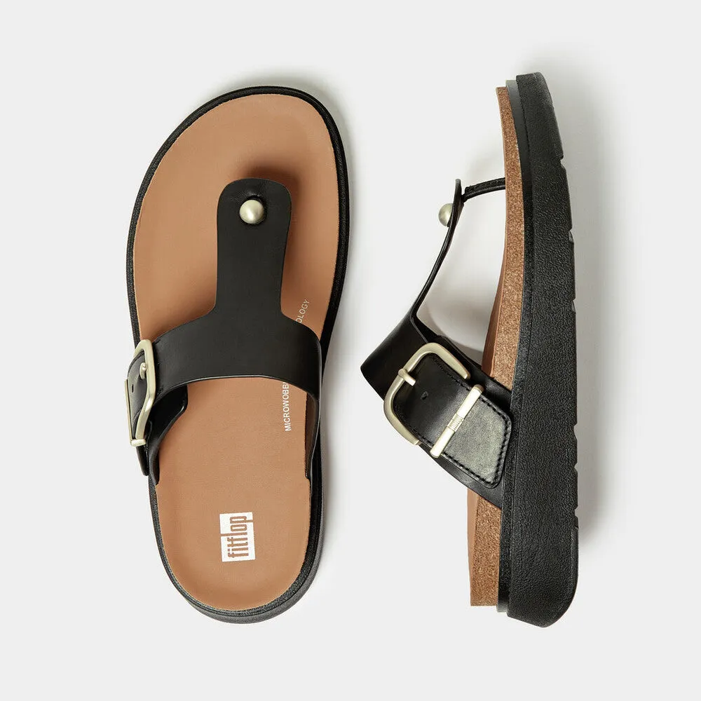 รองเท้าแตะแบบหูหนีบ ผู้หญิง รุ่น GEN-FF BUCKLE LEATHER TOE-POST SANDALS