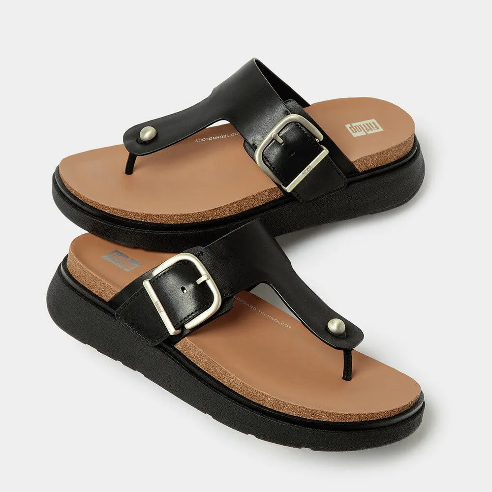 รองเท้าแตะแบบหูหนีบ ผู้หญิง รุ่น GEN-FF BUCKLE LEATHER TOE-POST SANDALS